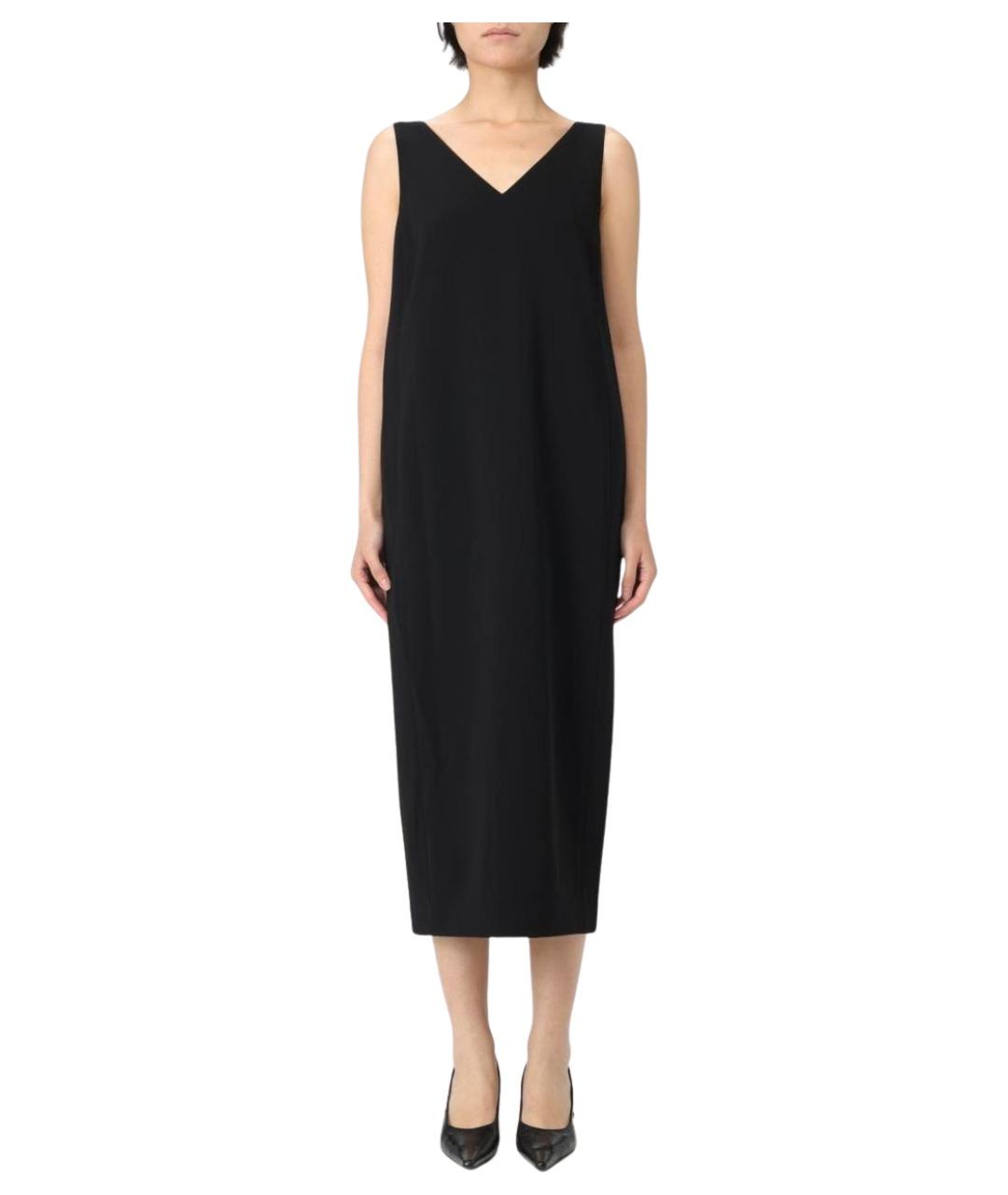 THEORY Черное ацетатное повседневное платье, фото 1