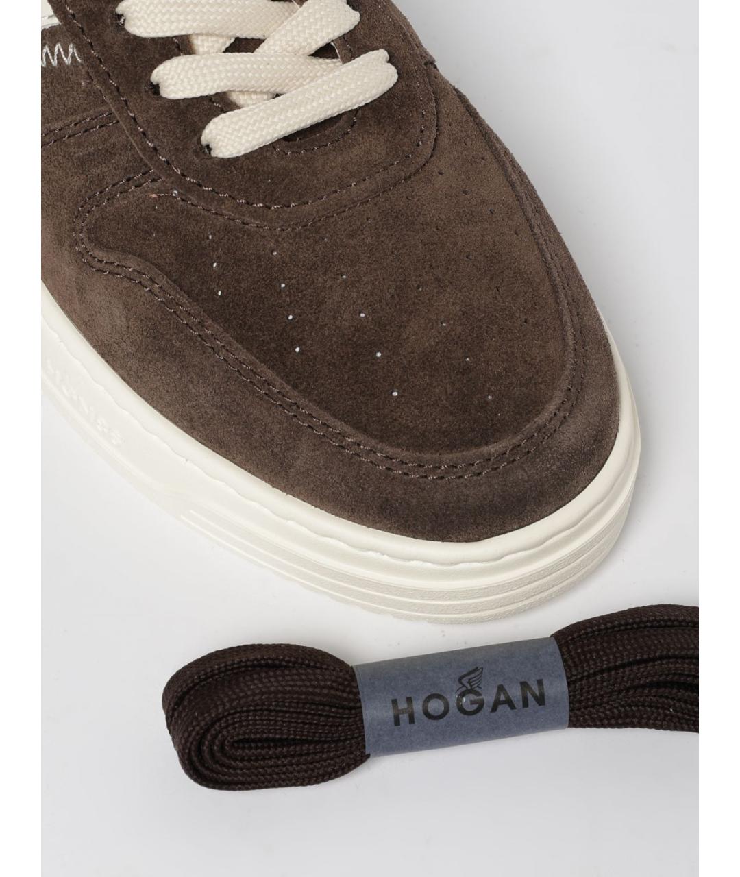 HOGAN Коричневые кожаные кроссовки, фото 4