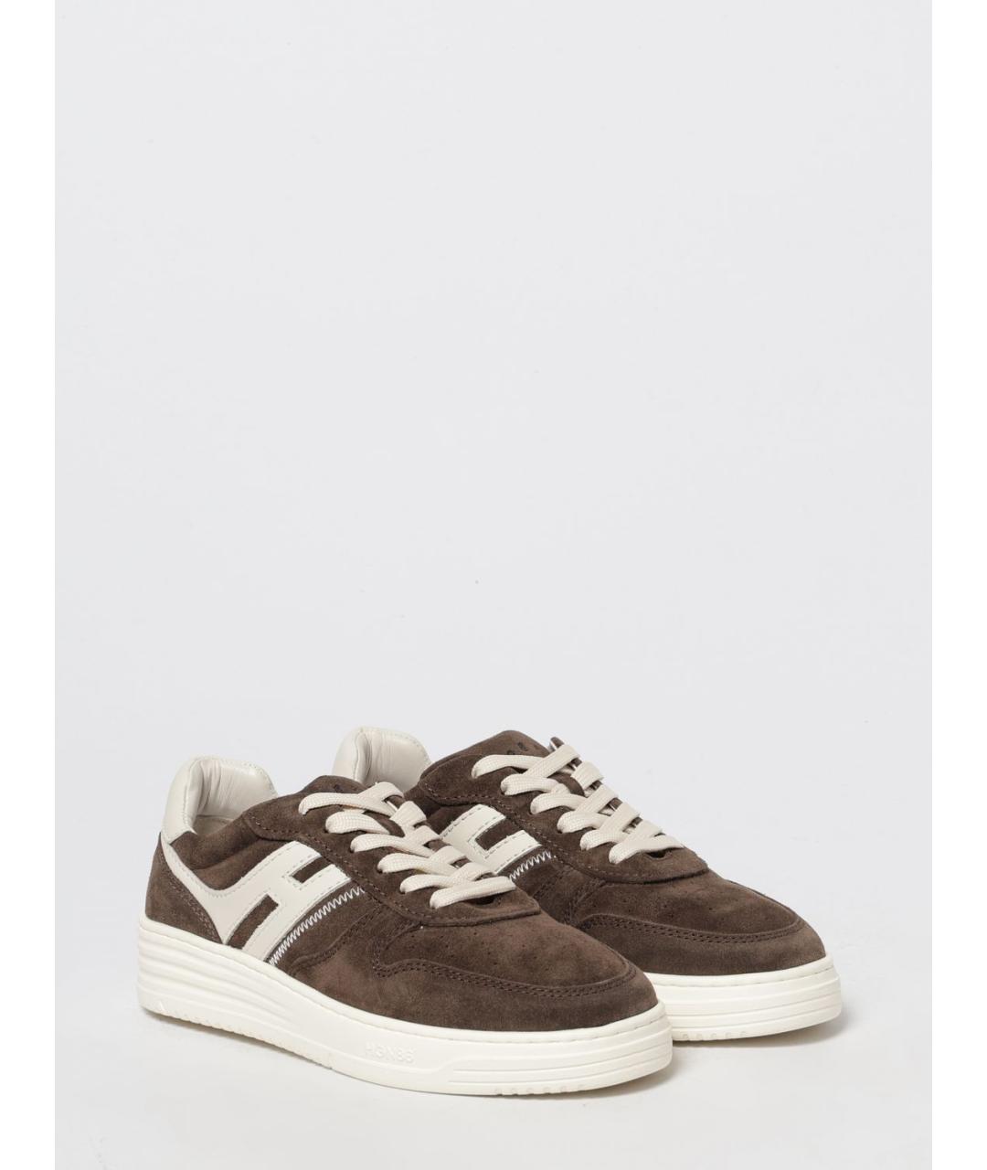 HOGAN Коричневые кожаные кроссовки, фото 2