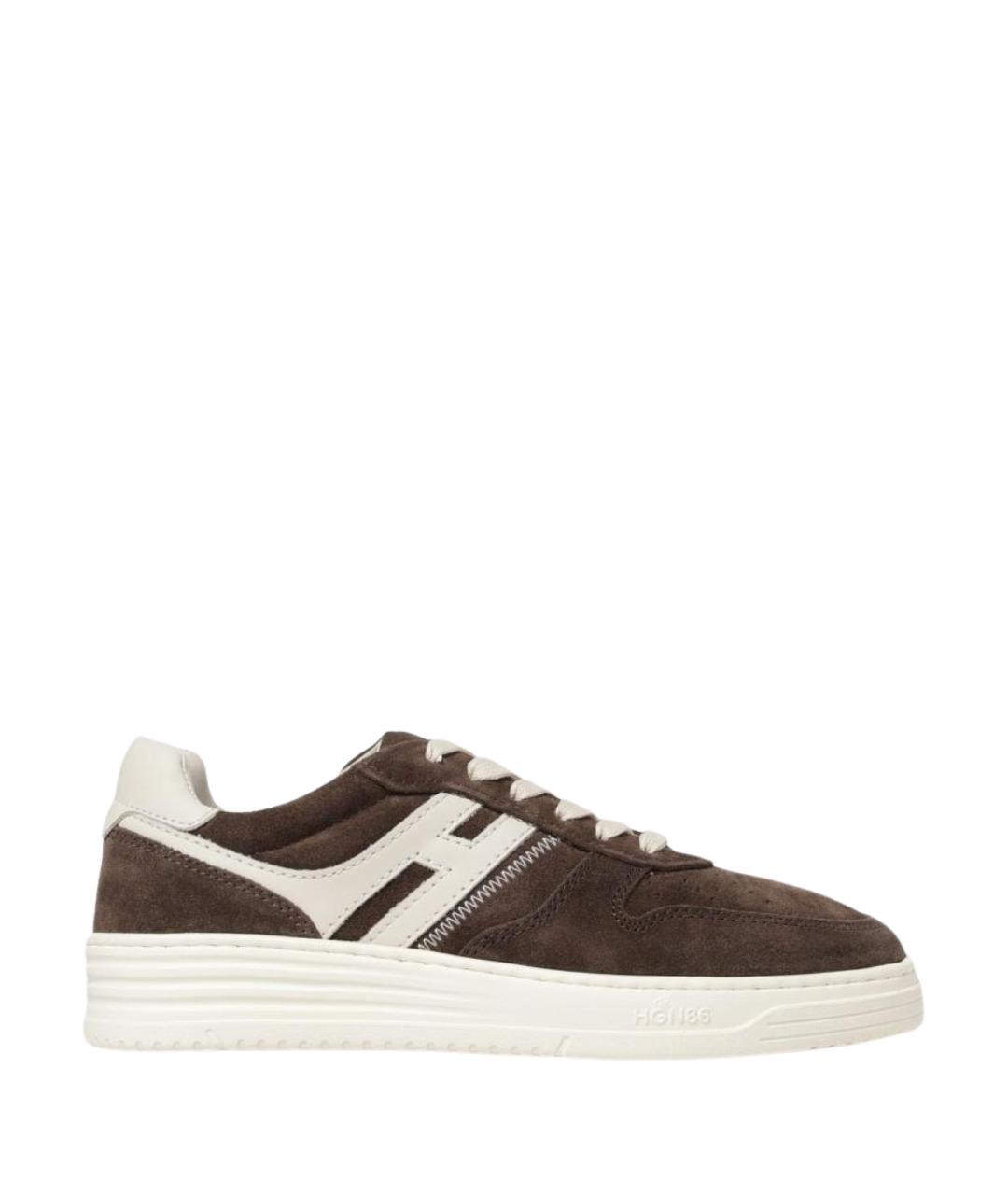 HOGAN Коричневые кожаные кроссовки, фото 1