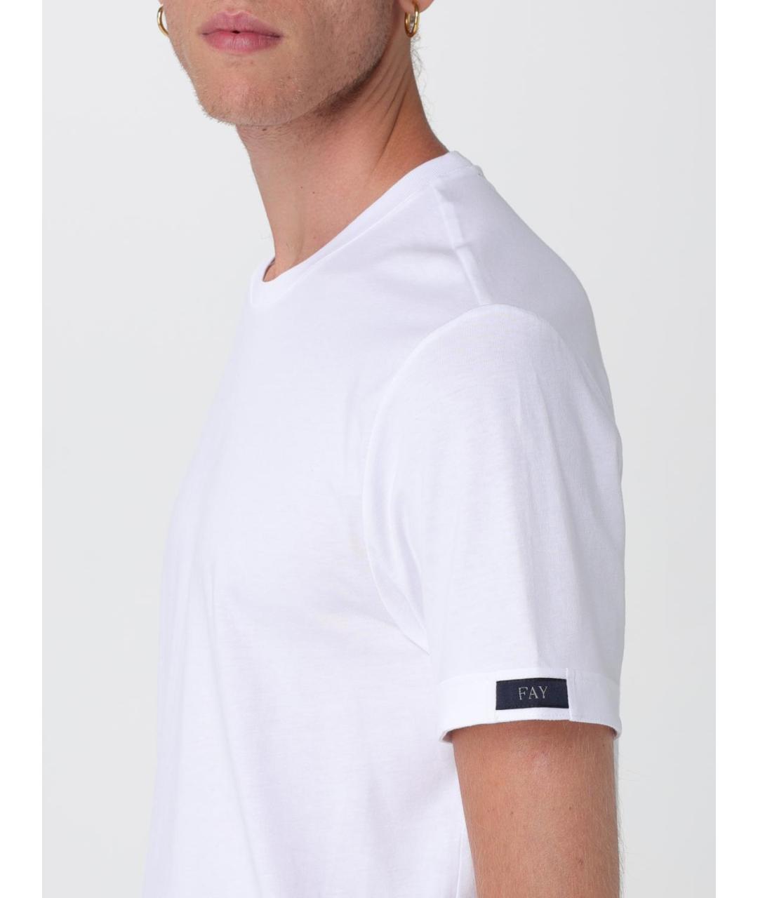 FAY Белая хлопковая футболка, фото 3