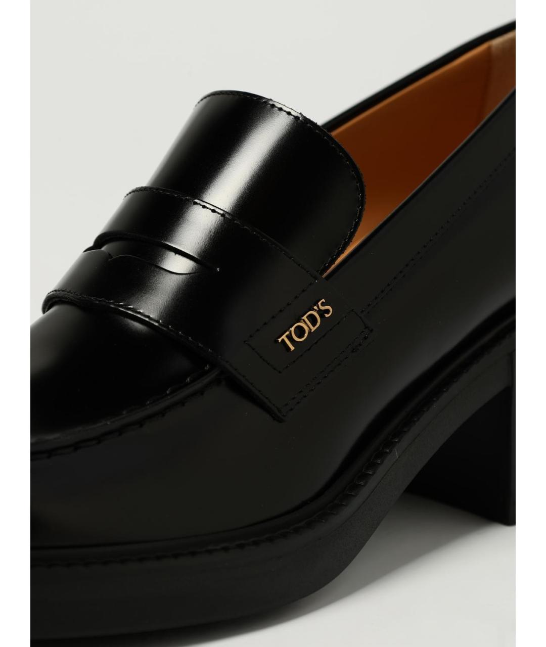 TOD'S Черные кожаные лоферы, фото 4