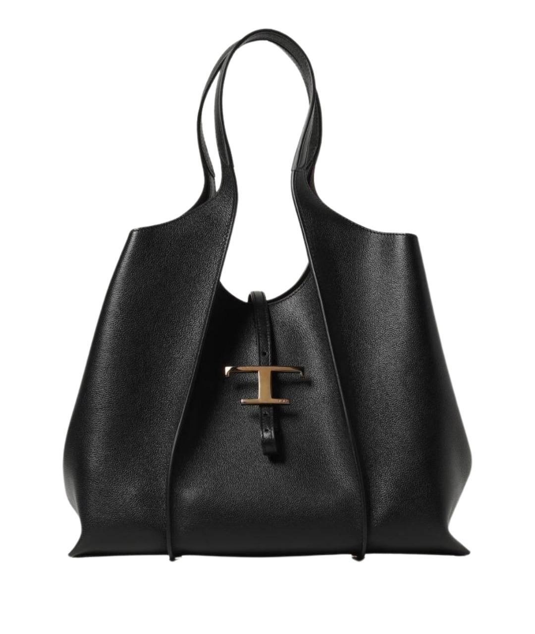 TOD'S Черная кожаная сумка тоут, фото 1