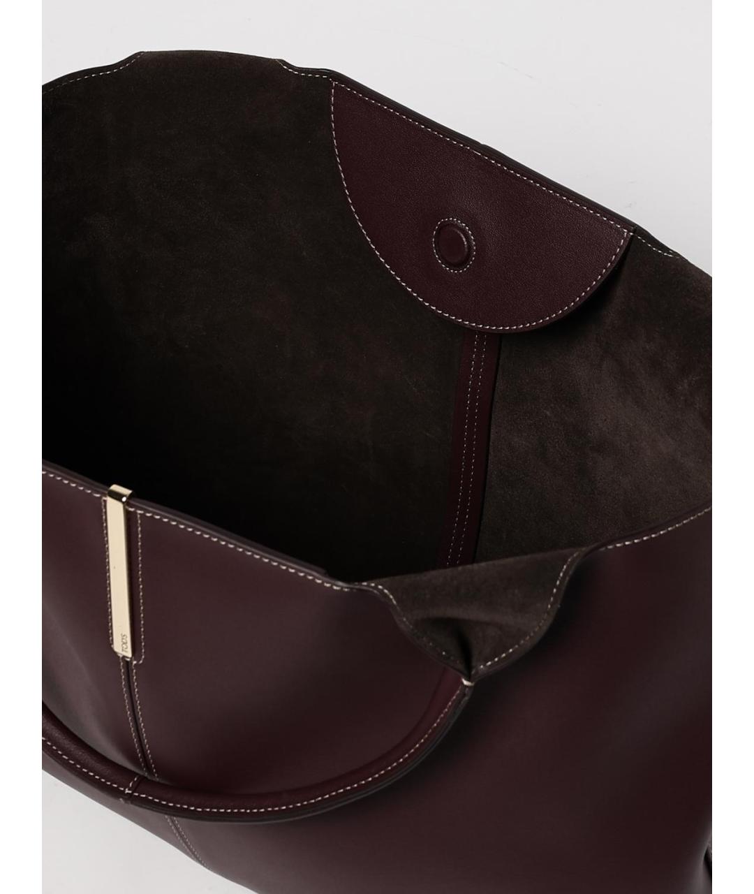 TOD'S Бордовая кожаная сумка с короткими ручками, фото 4
