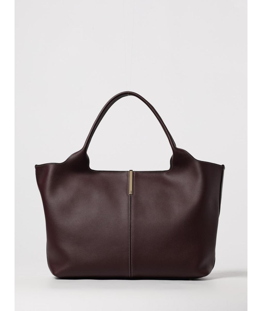 TOD'S Бордовая кожаная сумка с короткими ручками, фото 5