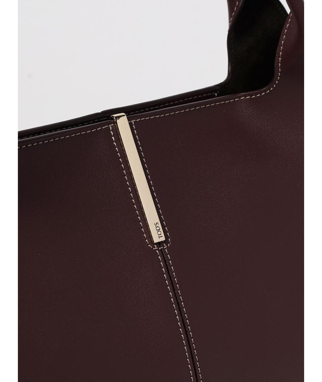 TOD'S Бордовая кожаная сумка с короткими ручками, фото 3