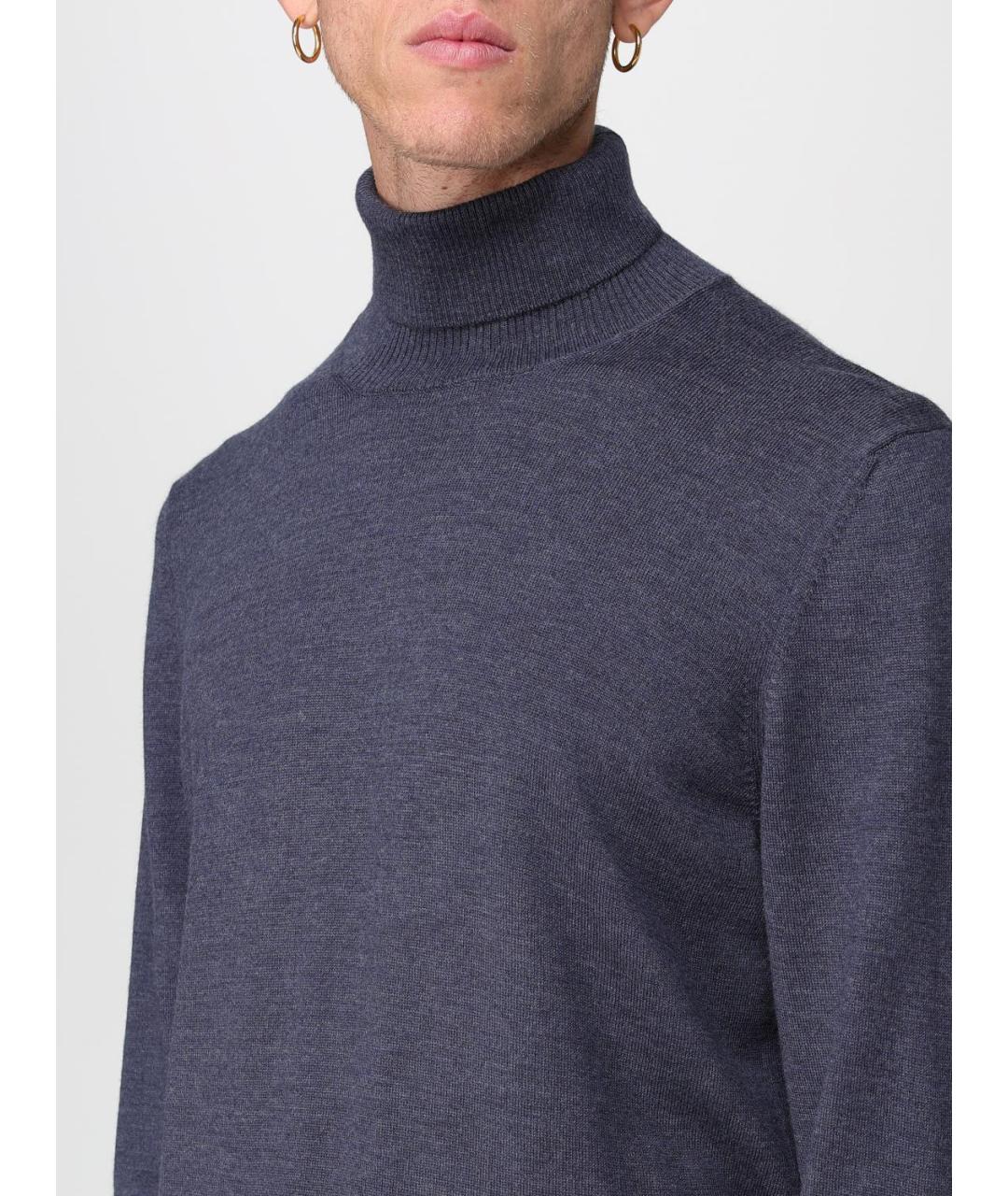 FAY Синяя шерстяная водолазка, фото 3