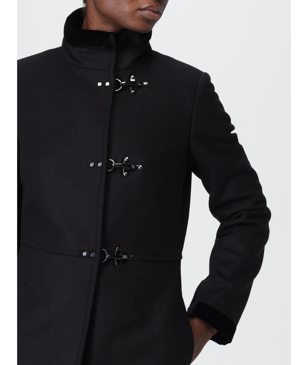 FAY Черное шерстяное пальто, фото 5