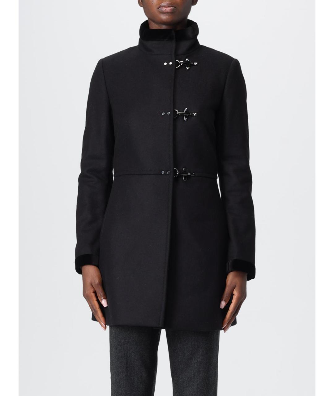 FAY Черное шерстяное пальто, фото 2
