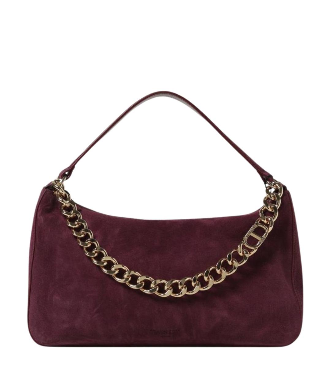 TWIN-SET Бордовая сумка с короткими ручками из искусственной кожи, фото 1