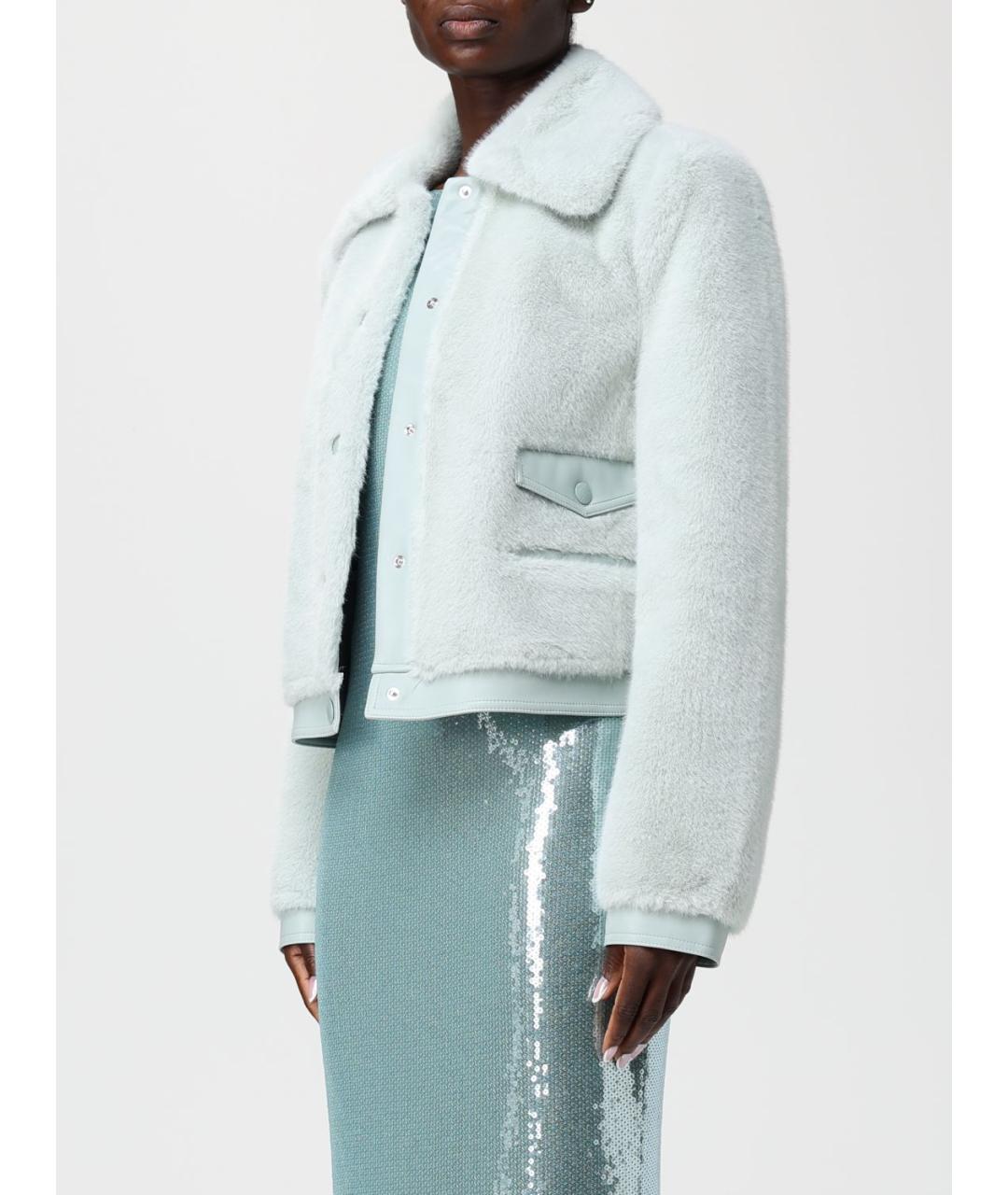 PATRIZIA PEPE Голубая полиэстеровая куртка, фото 4