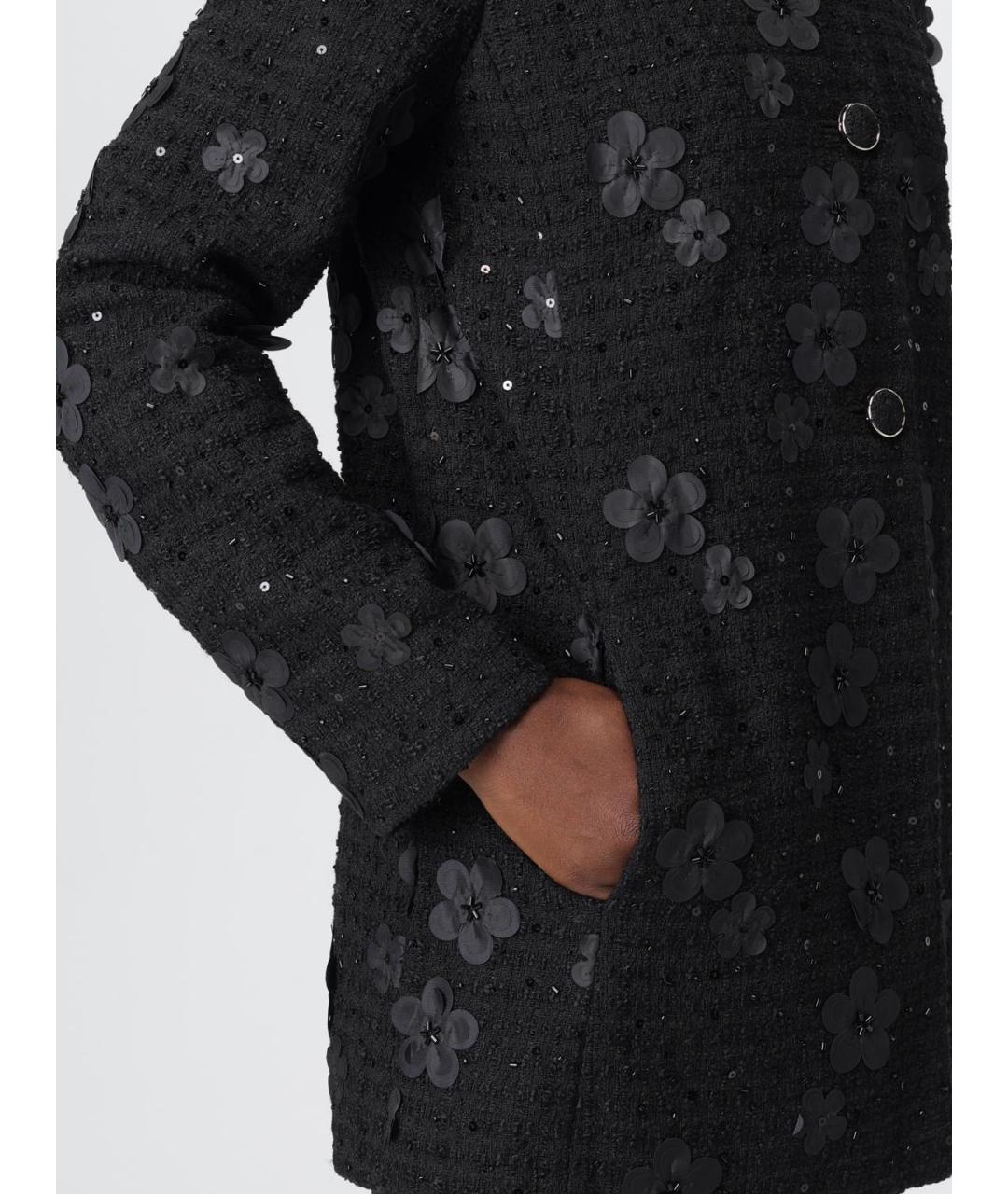 TWIN-SET Черное полиэстеровое пальто, фото 5