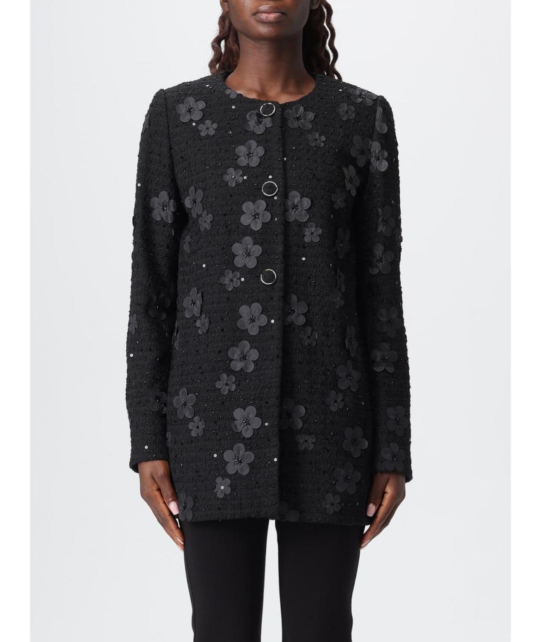 TWIN-SET Черное полиэстеровое пальто, фото 2