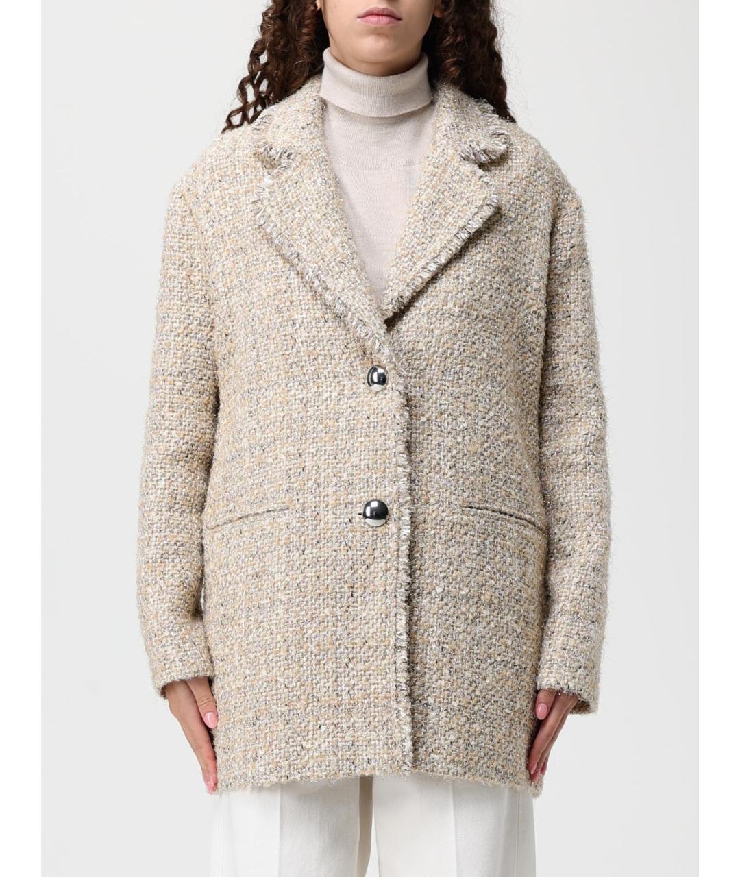 TWIN-SET Серое полиэстеровое пальто, фото 5