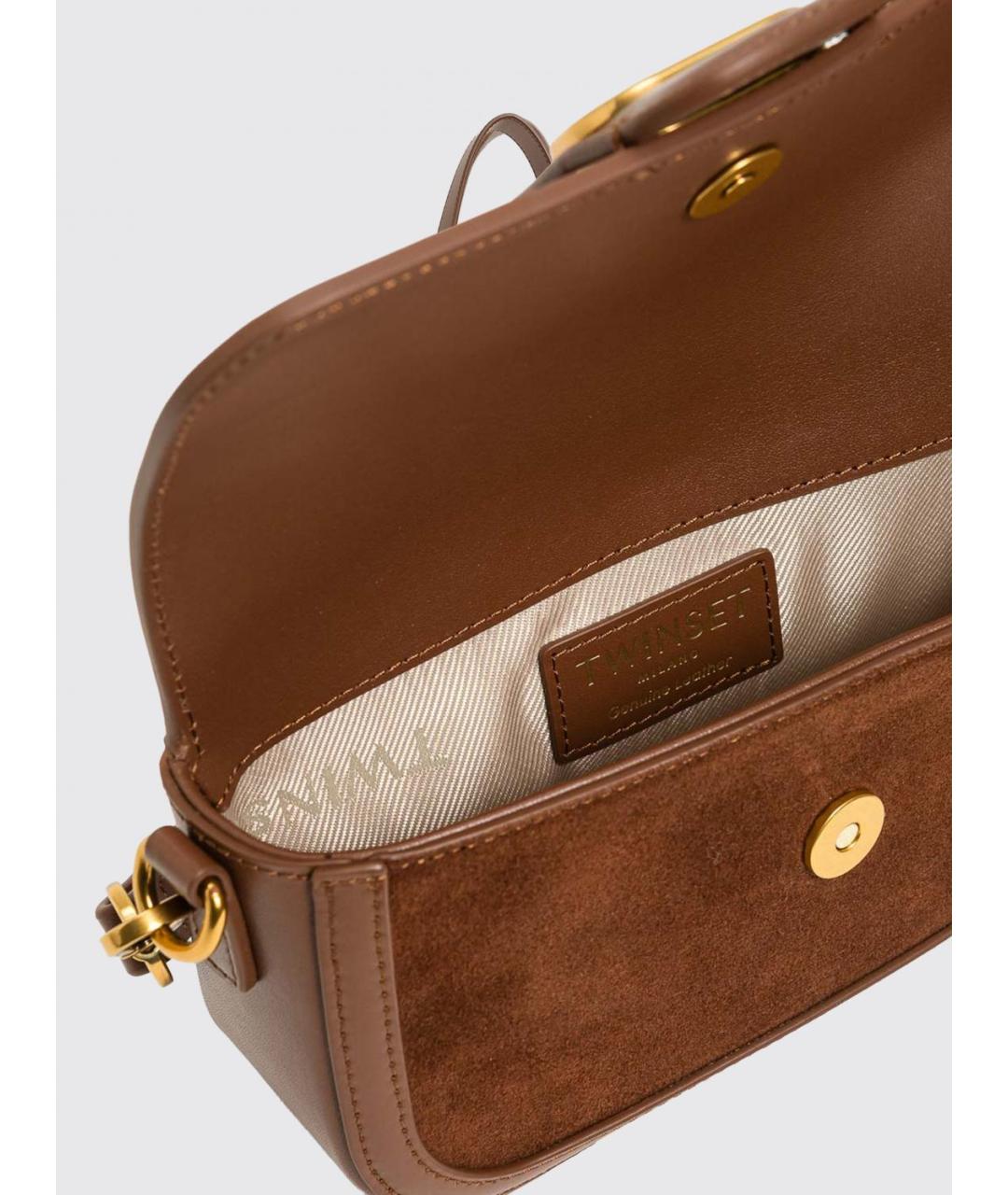 TWIN-SET Коричневая сумка через плечо из искусственной кожи, фото 3