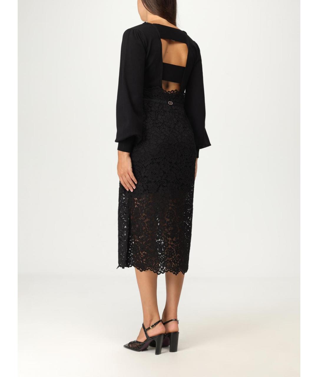 TWIN-SET Черное вискозное платье, фото 2