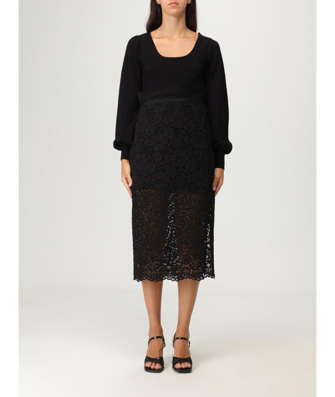 TWIN-SET Черное вискозное платье, фото 4