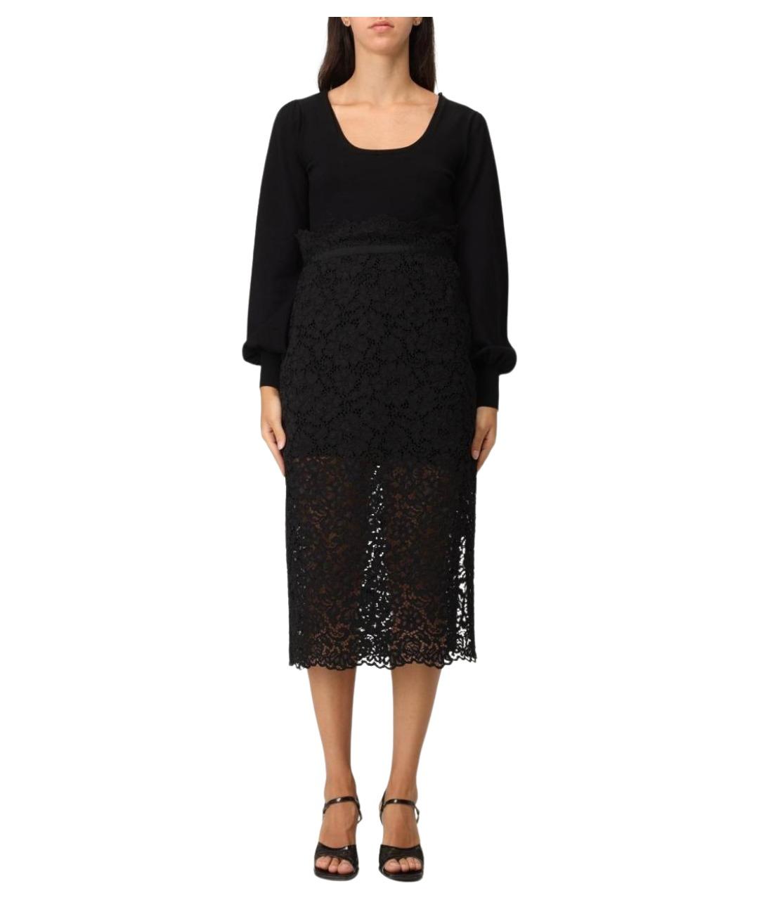 TWIN-SET Черное вискозное платье, фото 1