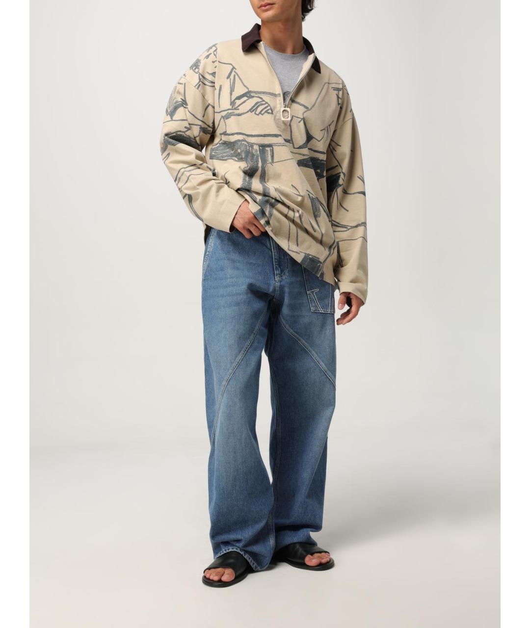 J.W.ANDERSON Бежевое хлопковое поло с длинным рукавом, фото 3