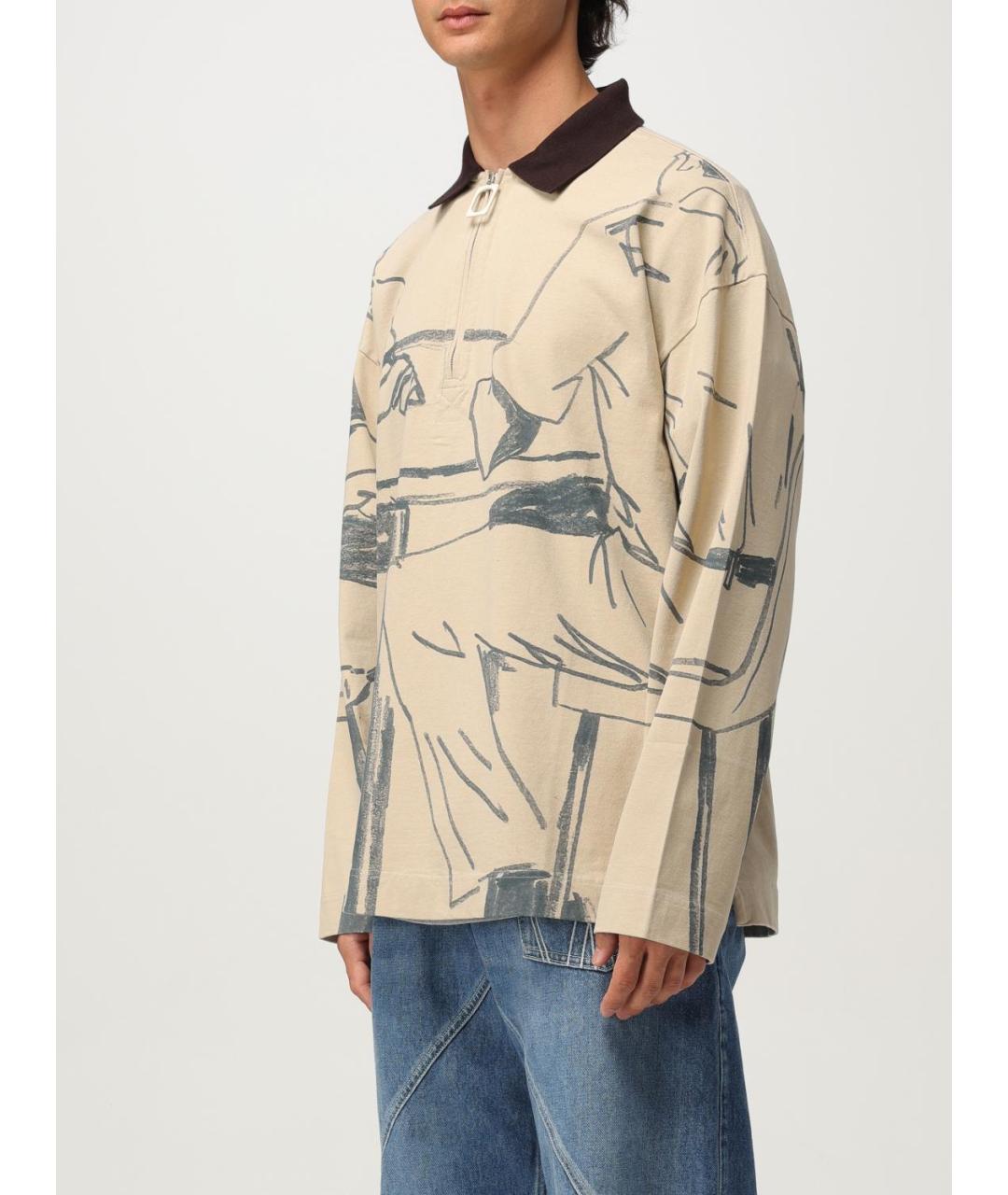 J.W.ANDERSON Бежевое хлопковое поло с длинным рукавом, фото 5