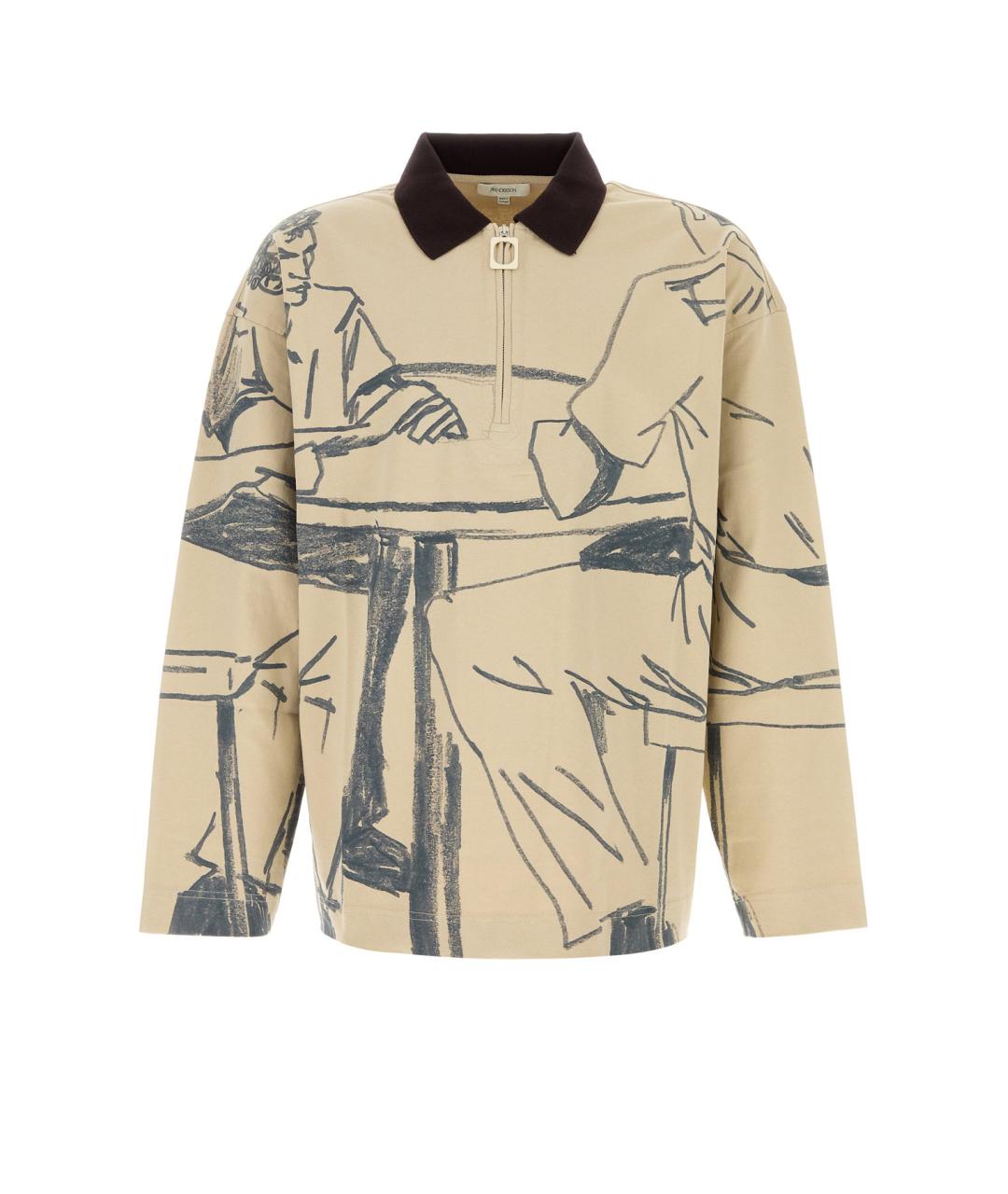 J.W.ANDERSON Бежевое хлопковое поло с длинным рукавом, фото 1