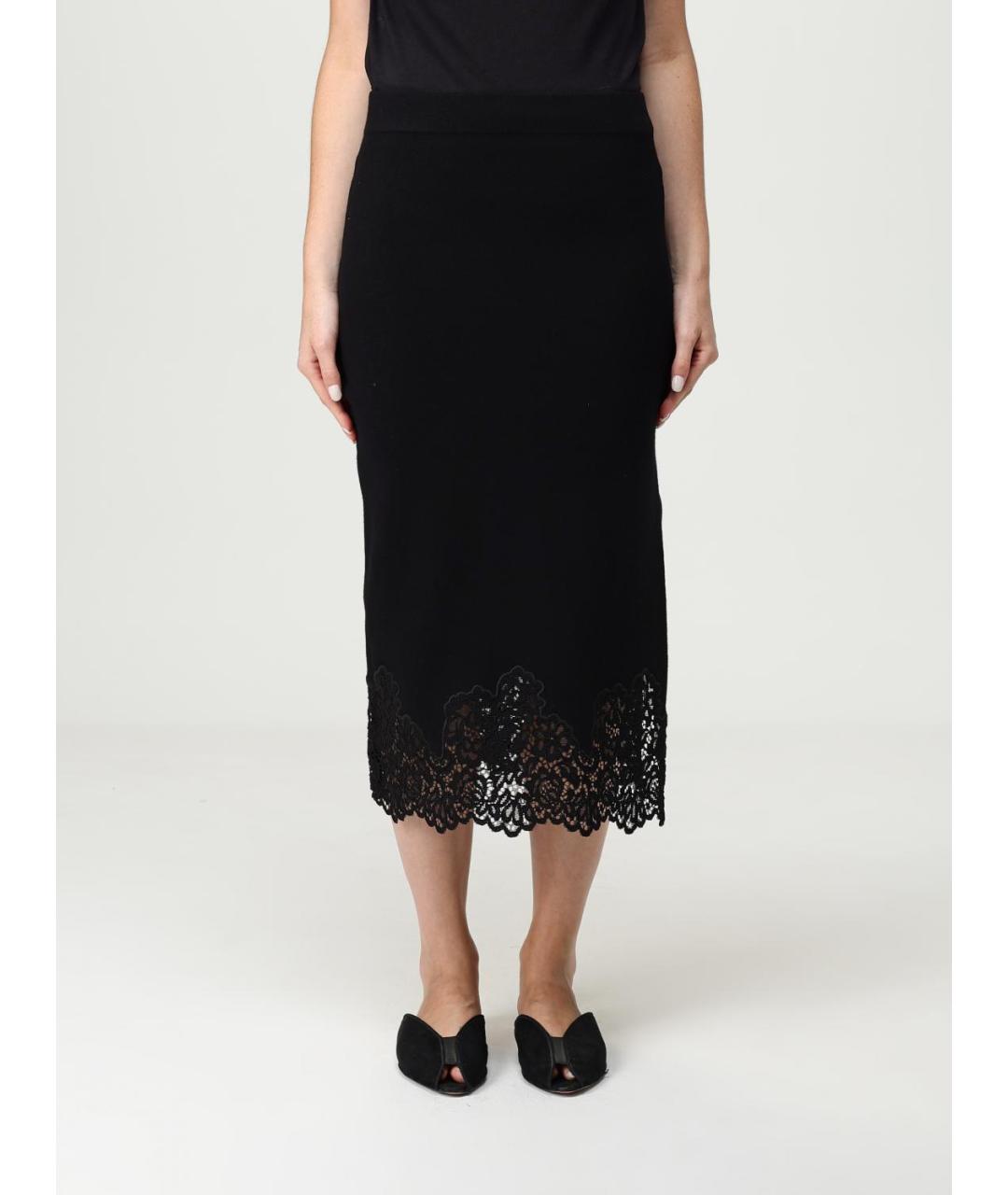TWIN-SET Черная вискозная юбка миди, фото 4
