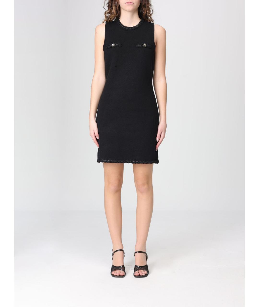 TWIN-SET Черное вискозное повседневное платье, фото 4