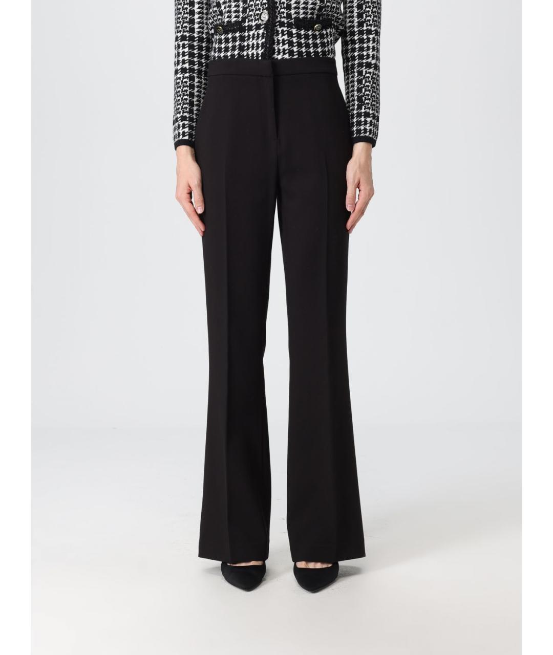 TWIN-SET Черные полиэстеровые брюки узкие, фото 4