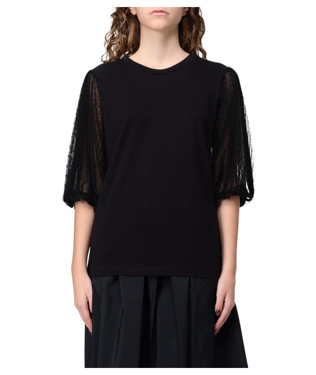 TWIN-SET Черная хлопковая футболка, фото 1