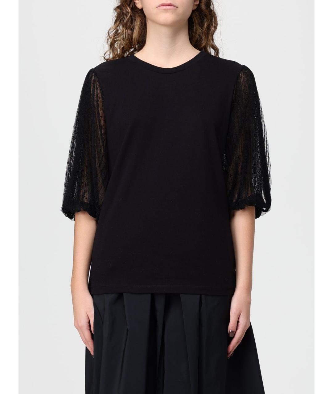 TWIN-SET Черная хлопковая футболка, фото 4