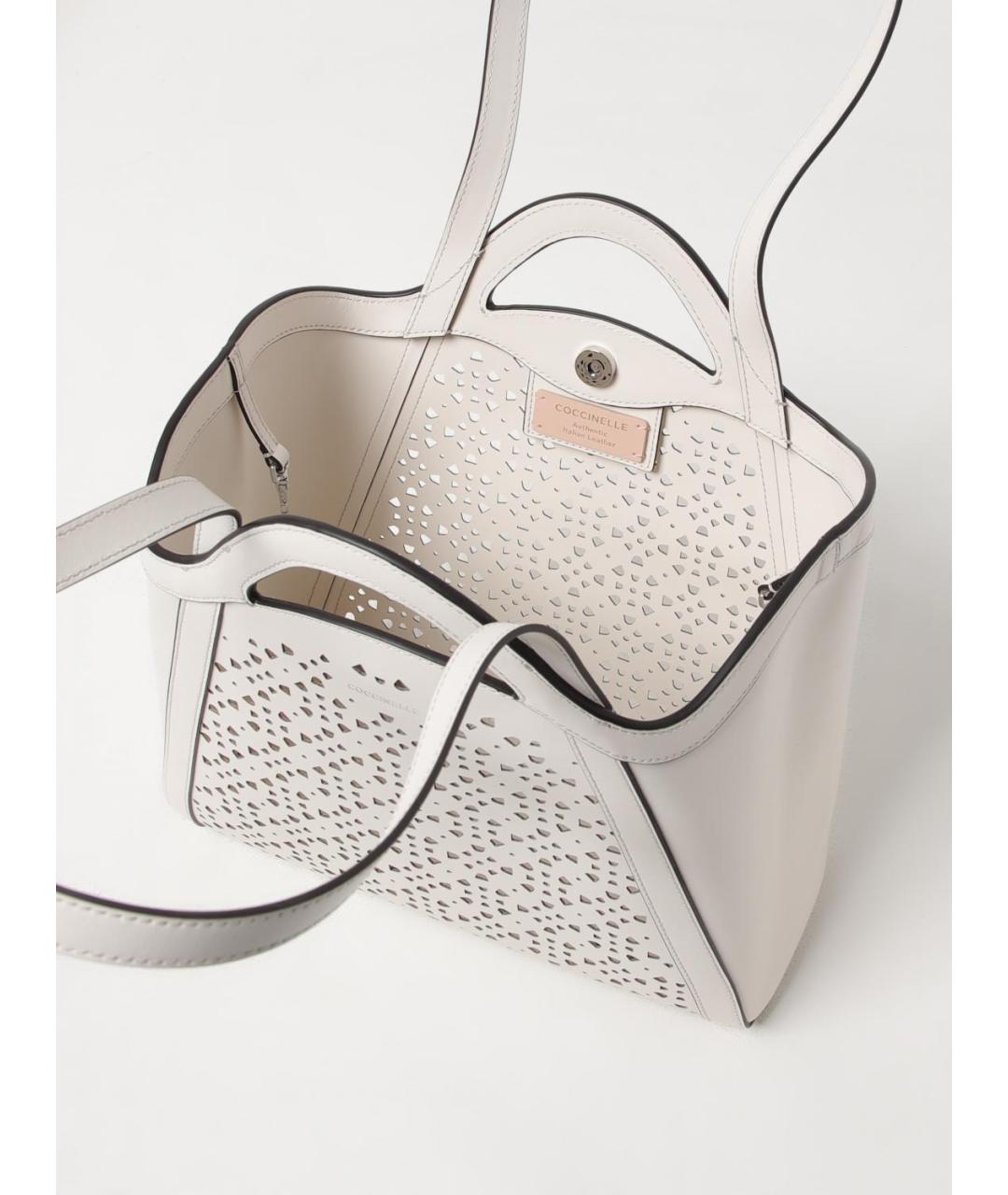 COCCINELLE Белая кожаная сумка тоут, фото 3