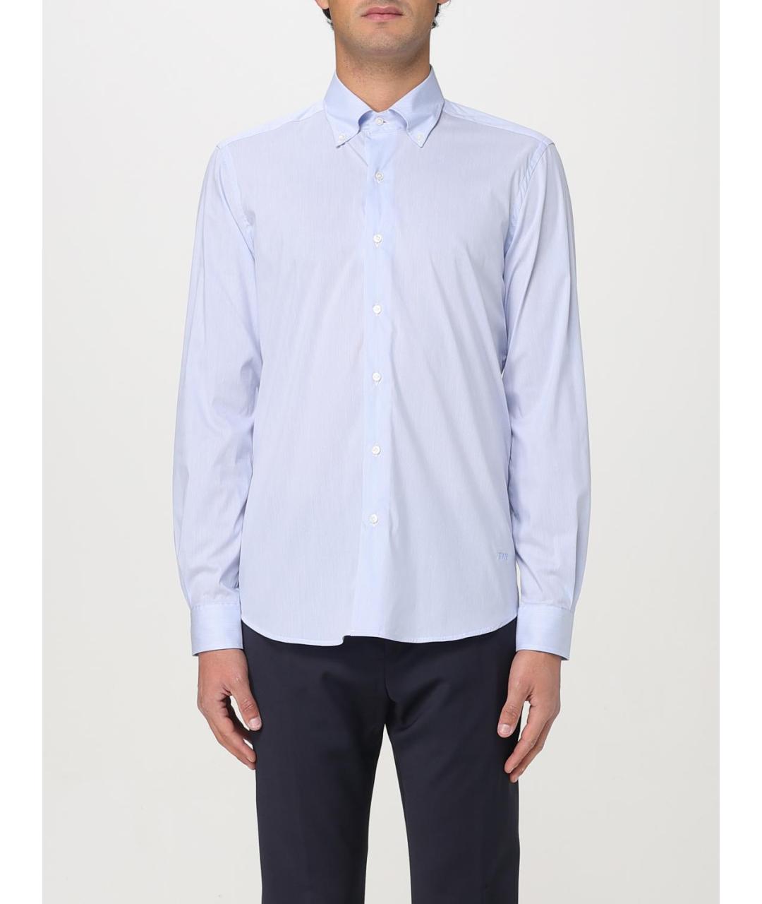 FAY Голубая хлопковая классическая рубашка, фото 4