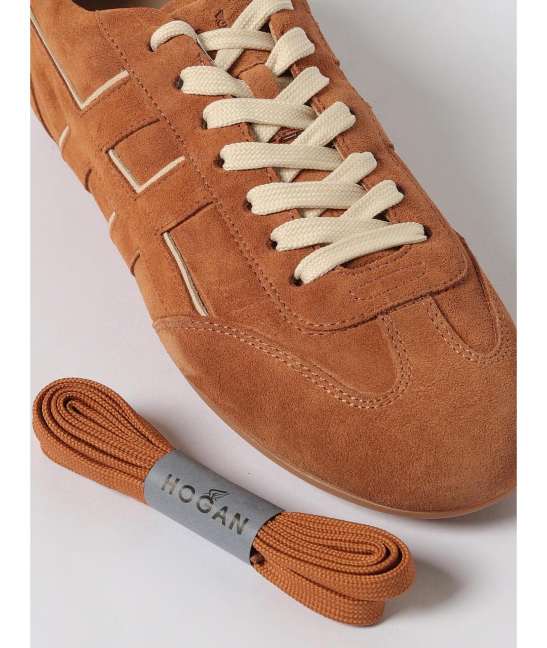 HOGAN Коричневые кожаные кроссовки, фото 4