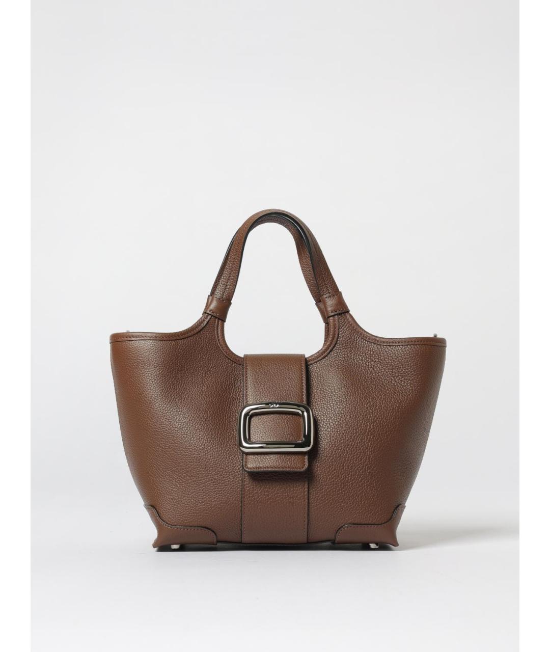 ROGER VIVIER Коричневая кожаная сумка с короткими ручками, фото 5