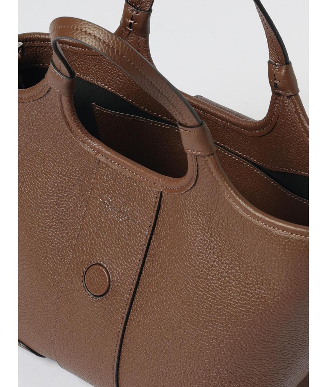 ROGER VIVIER Коричневая кожаная сумка с короткими ручками, фото 4