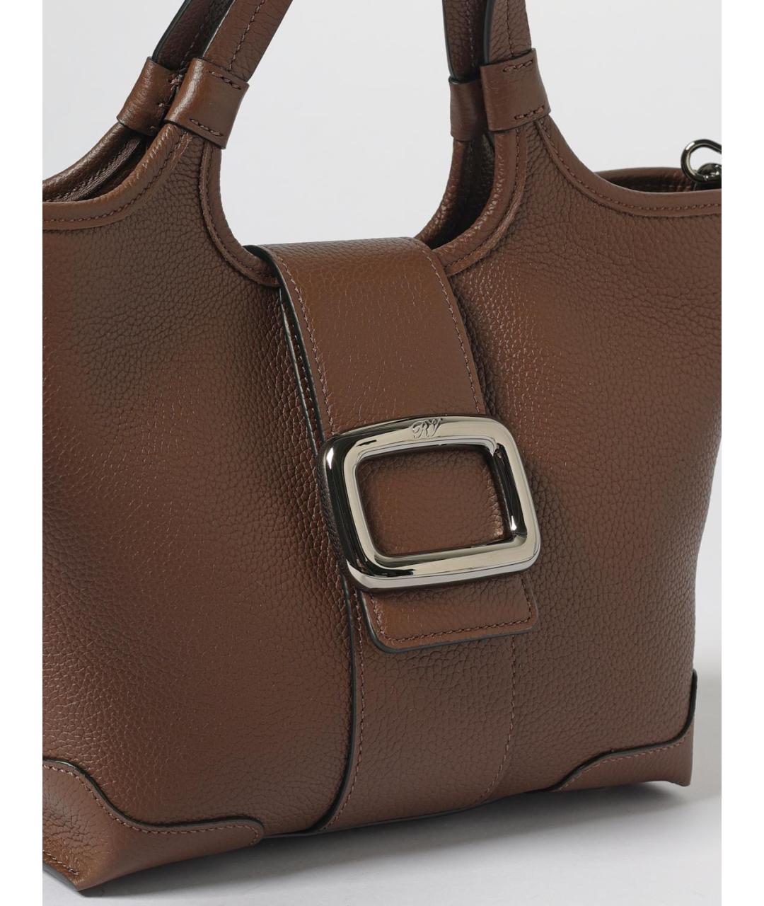 ROGER VIVIER Коричневая кожаная сумка с короткими ручками, фото 3