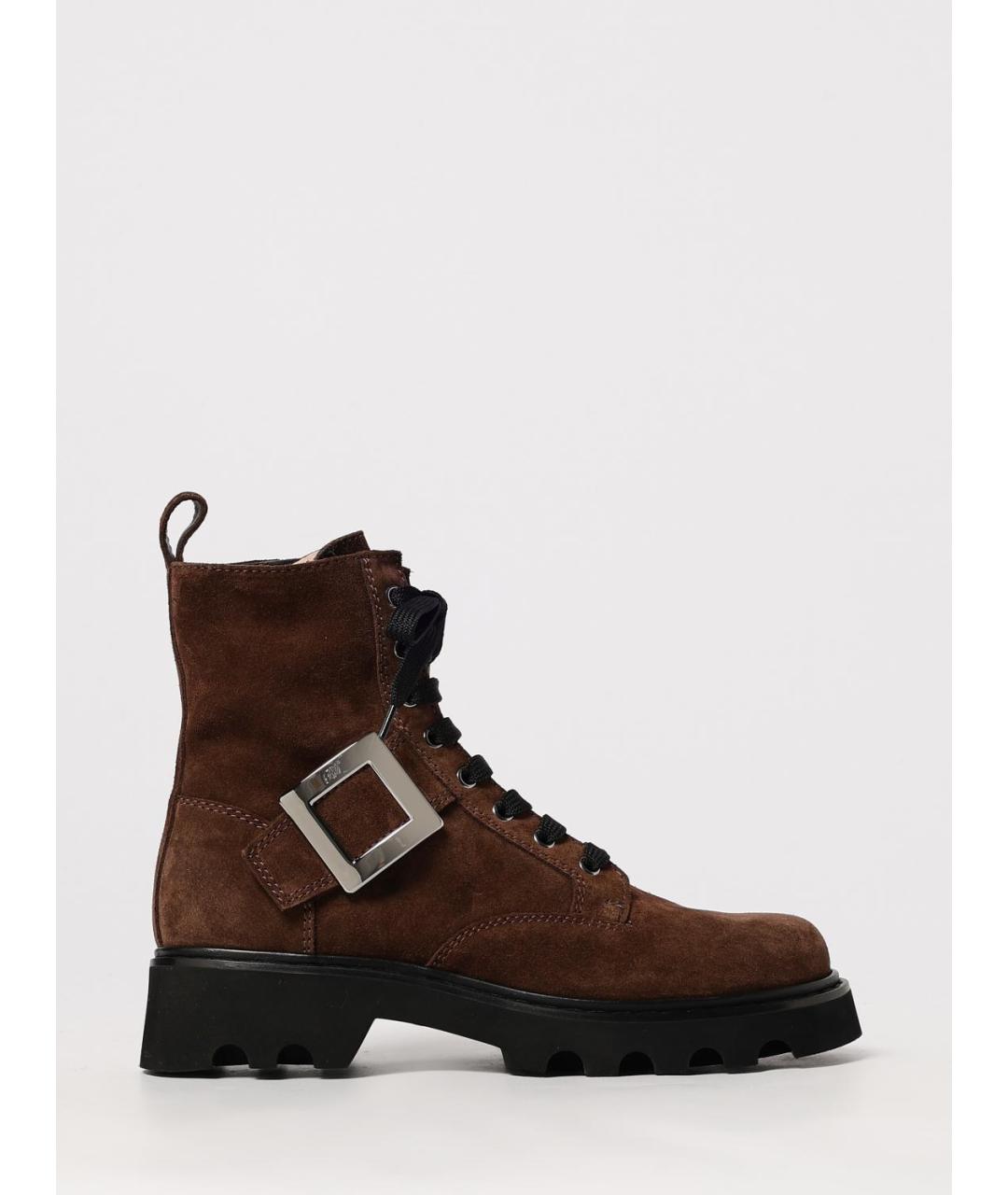 ROGER VIVIER Коричневые замшевые ботинки, фото 5