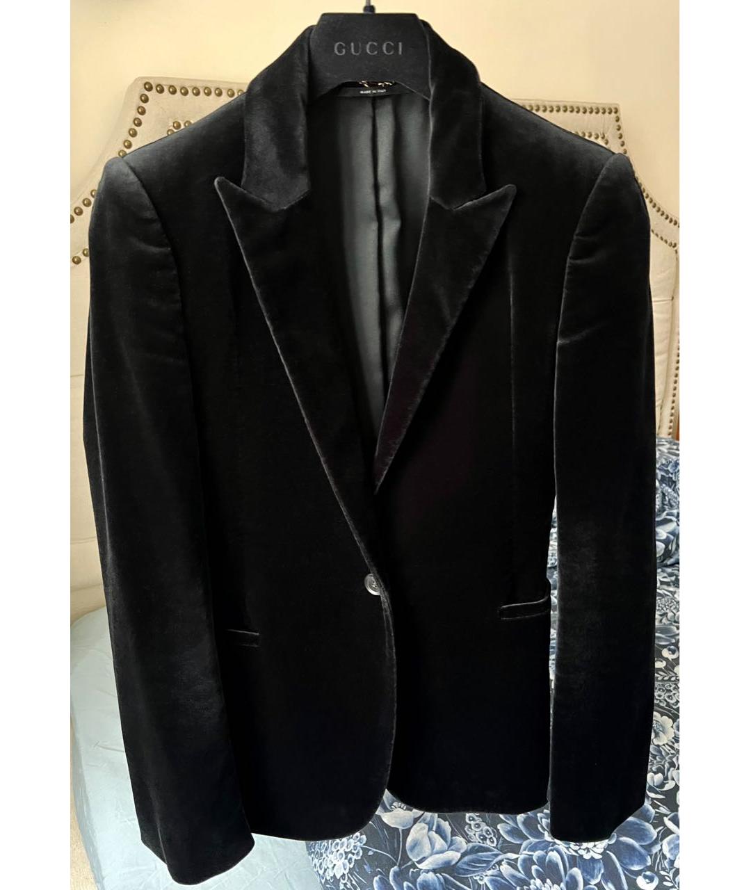 GUCCI Черный бархатный жакет/пиджак, фото 2