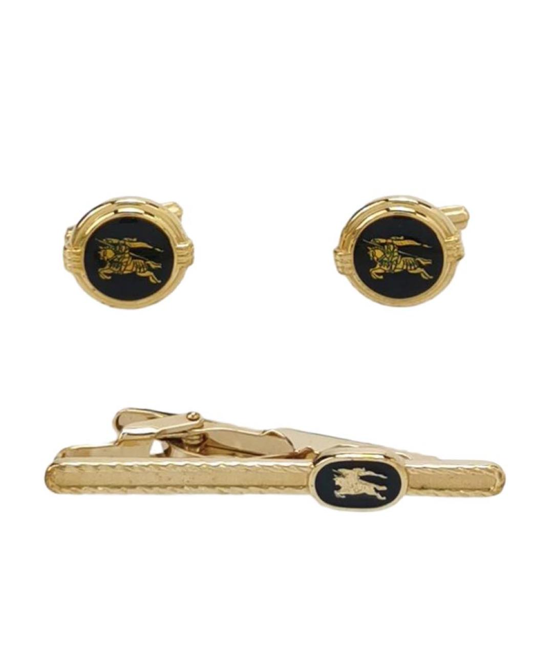 BURBERRY Золотые металлические запонки, фото 1