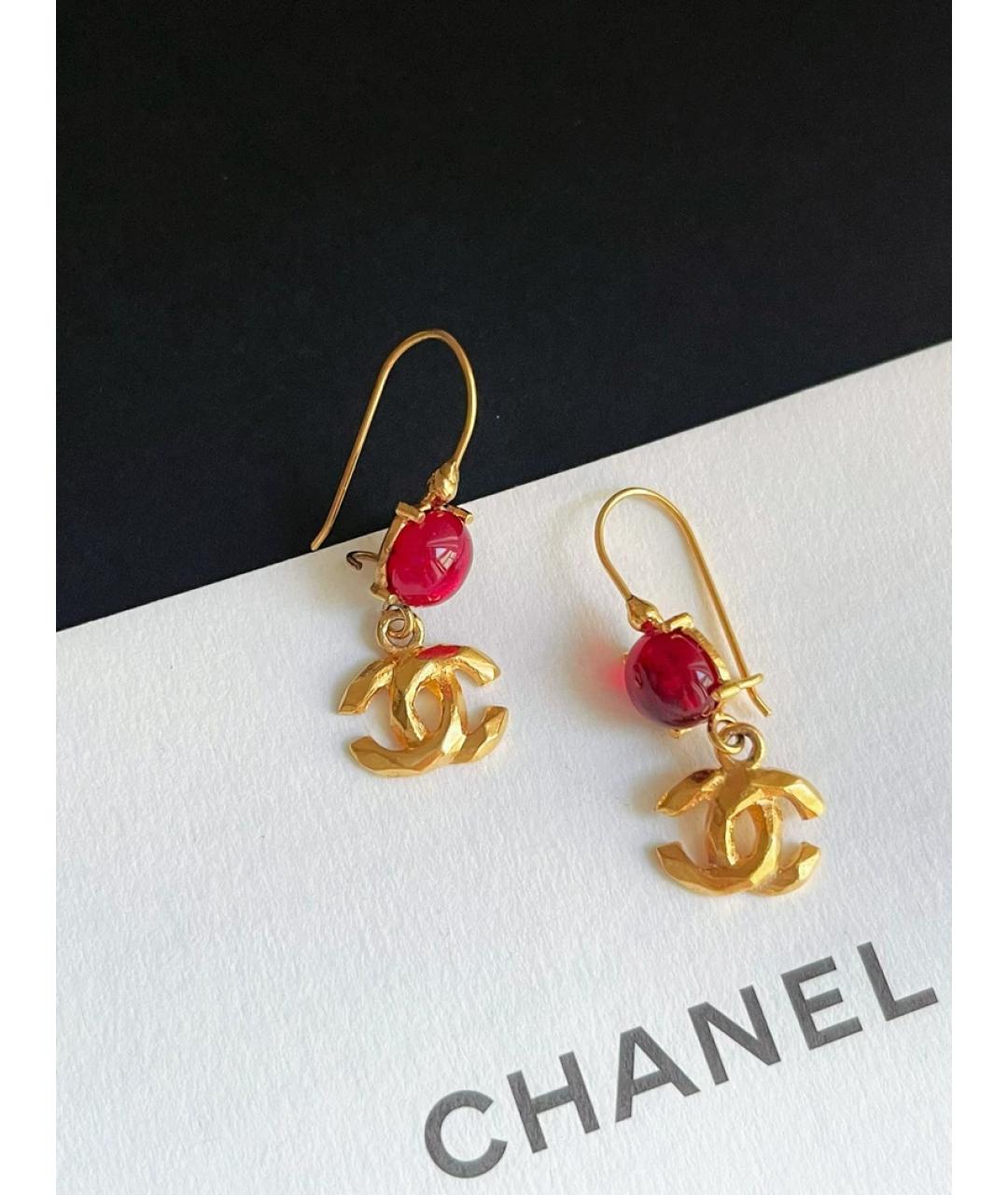 CHANEL Красные металлические серьги, фото 4
