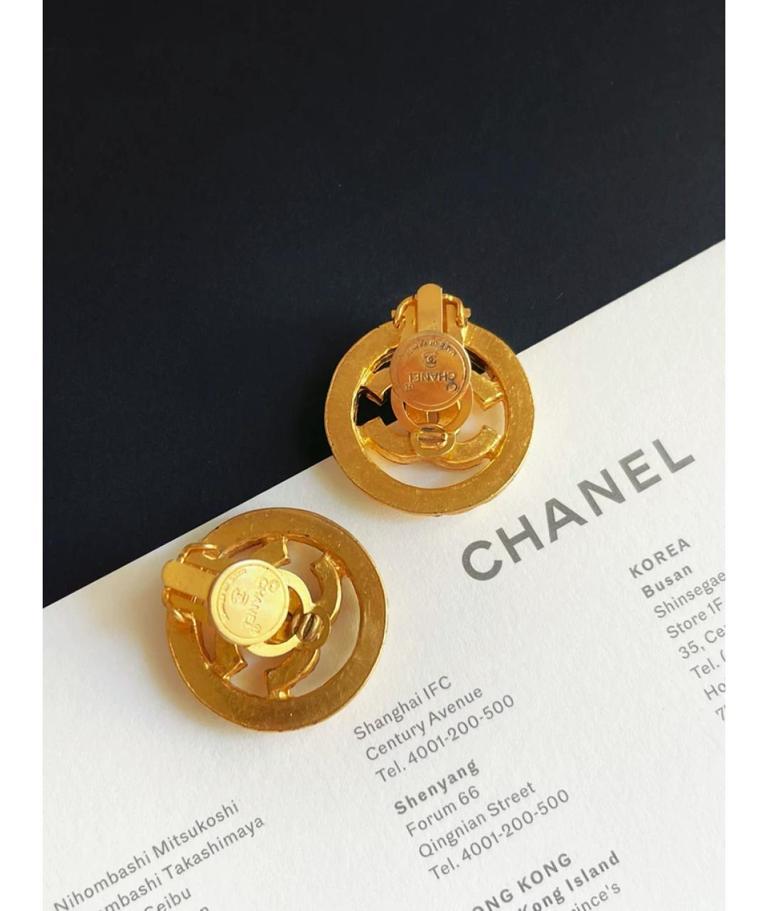 CHANEL Золотые металлические серьги, фото 3