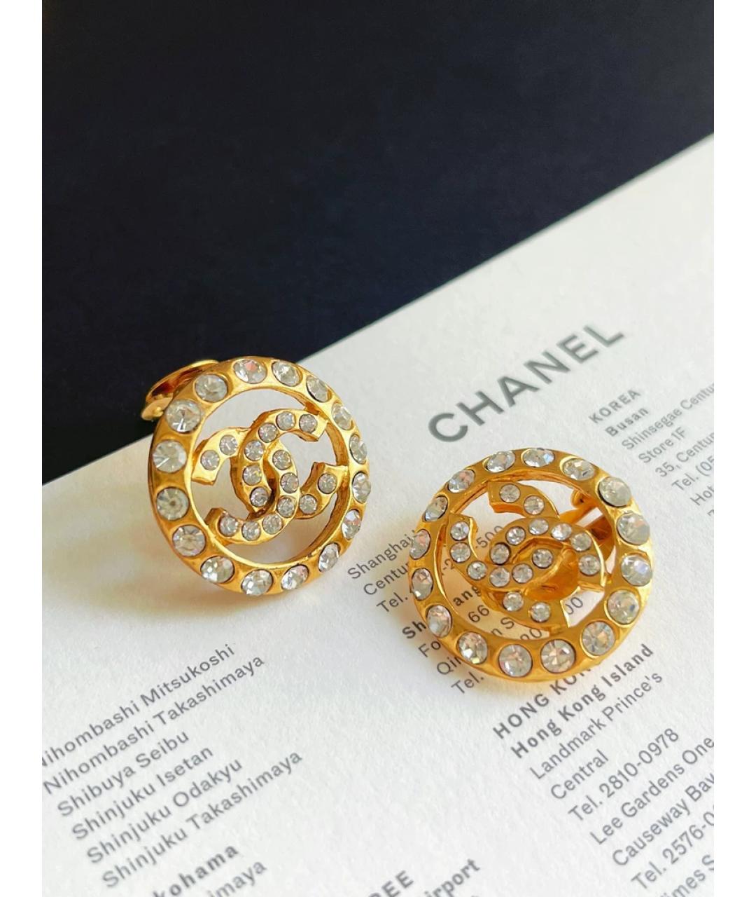 CHANEL Золотые металлические серьги, фото 2