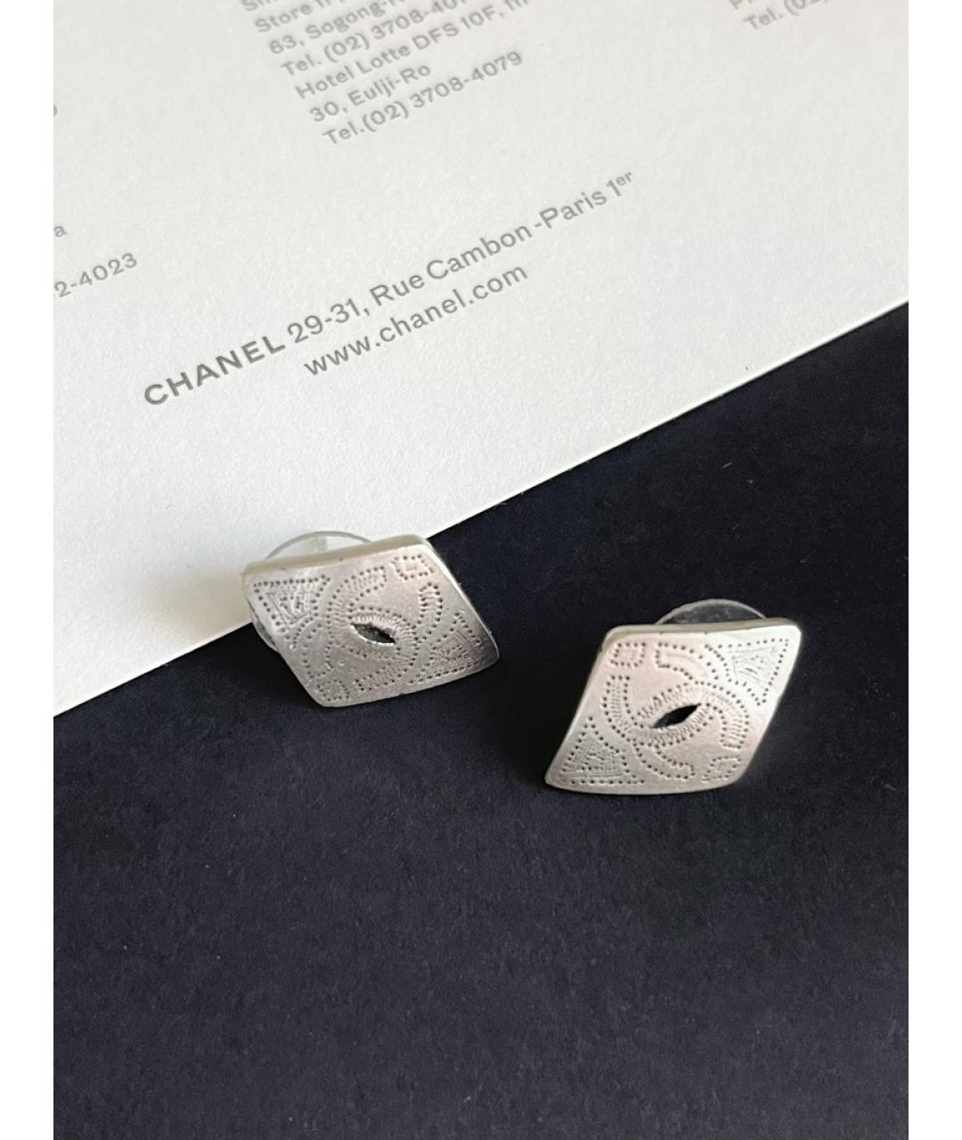 CHANEL Серебряные металлические серьги, фото 4