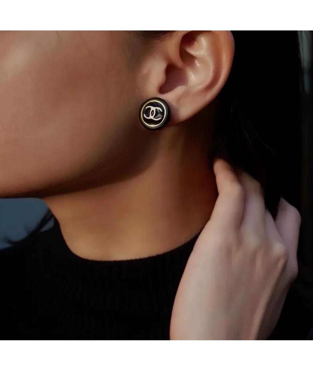 CHANEL Черные серьги, фото 7
