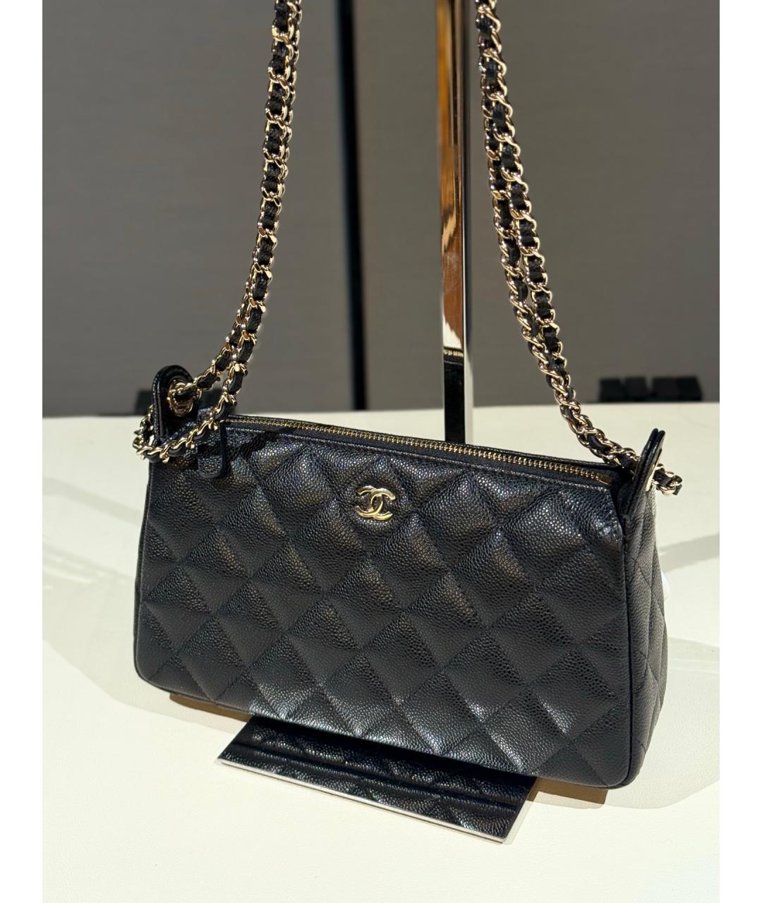 CHANEL Черная кожаная сумка через плечо, фото 3