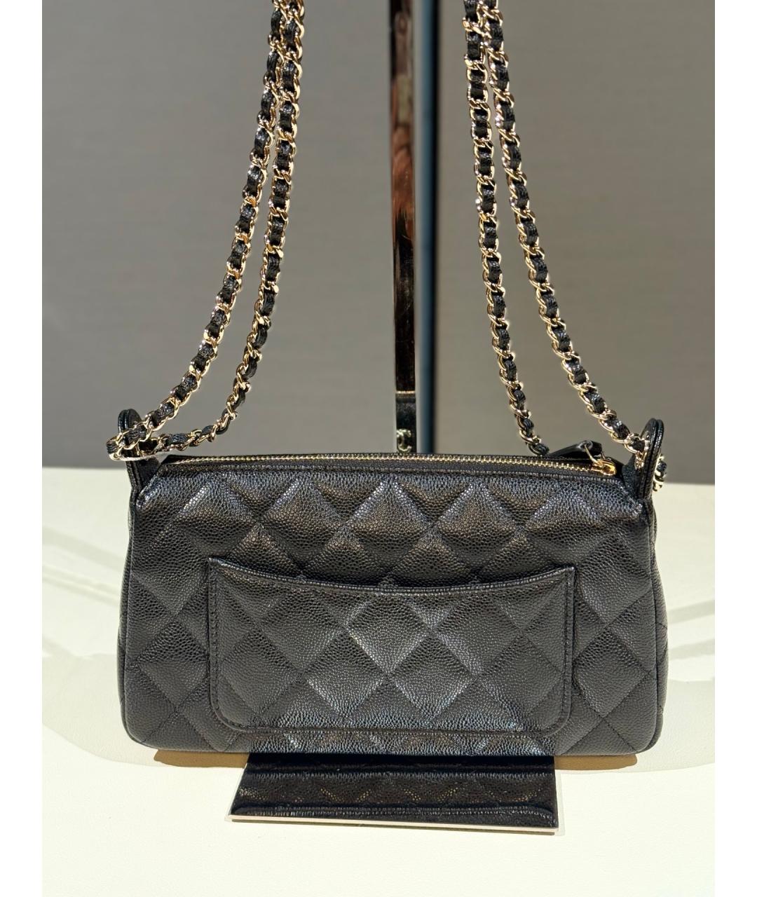 CHANEL Черная кожаная сумка через плечо, фото 6