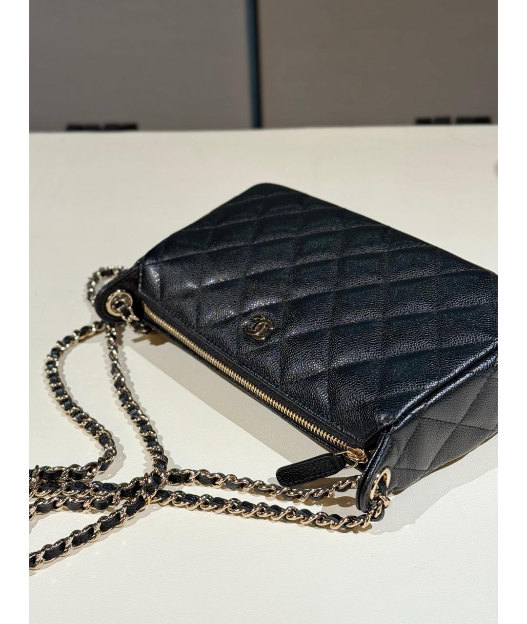 CHANEL Черная кожаная сумка через плечо, фото 8