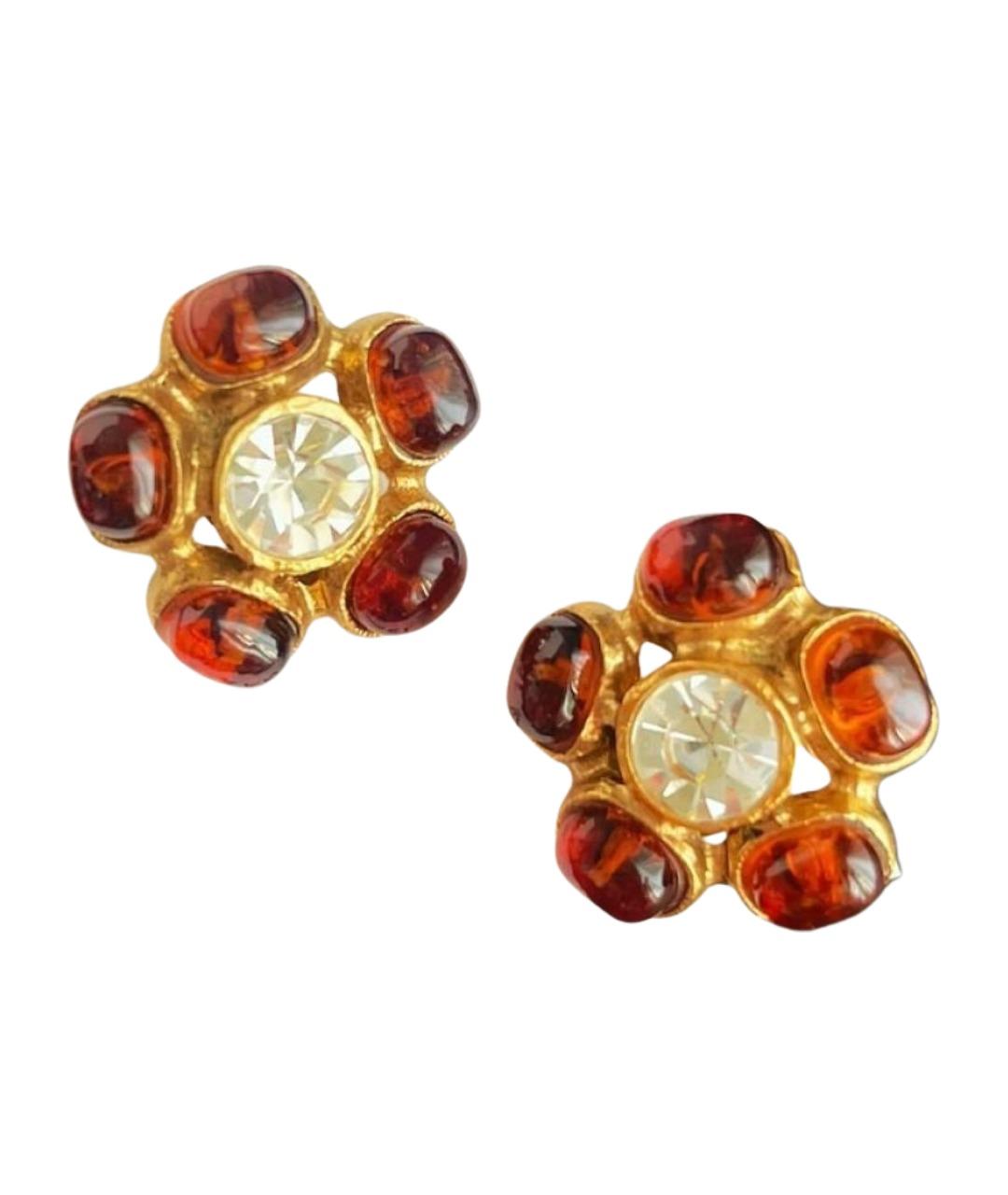 CHANEL Коричневые стеклянные клипсы, фото 1