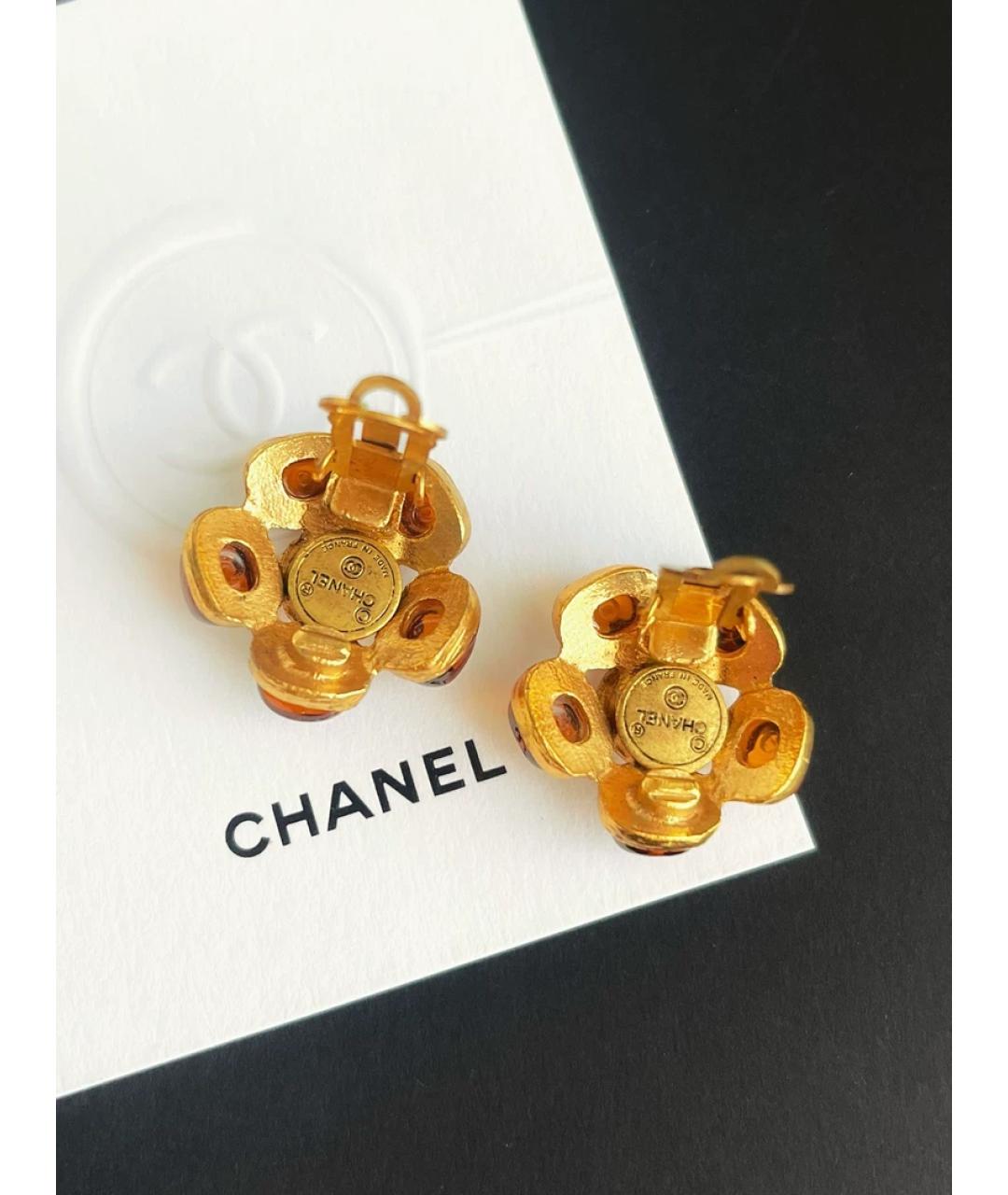 CHANEL Коричневые стеклянные клипсы, фото 3