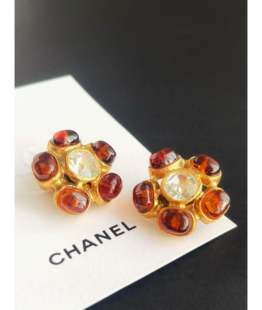 CHANEL Коричневые стеклянные клипсы, фото 2